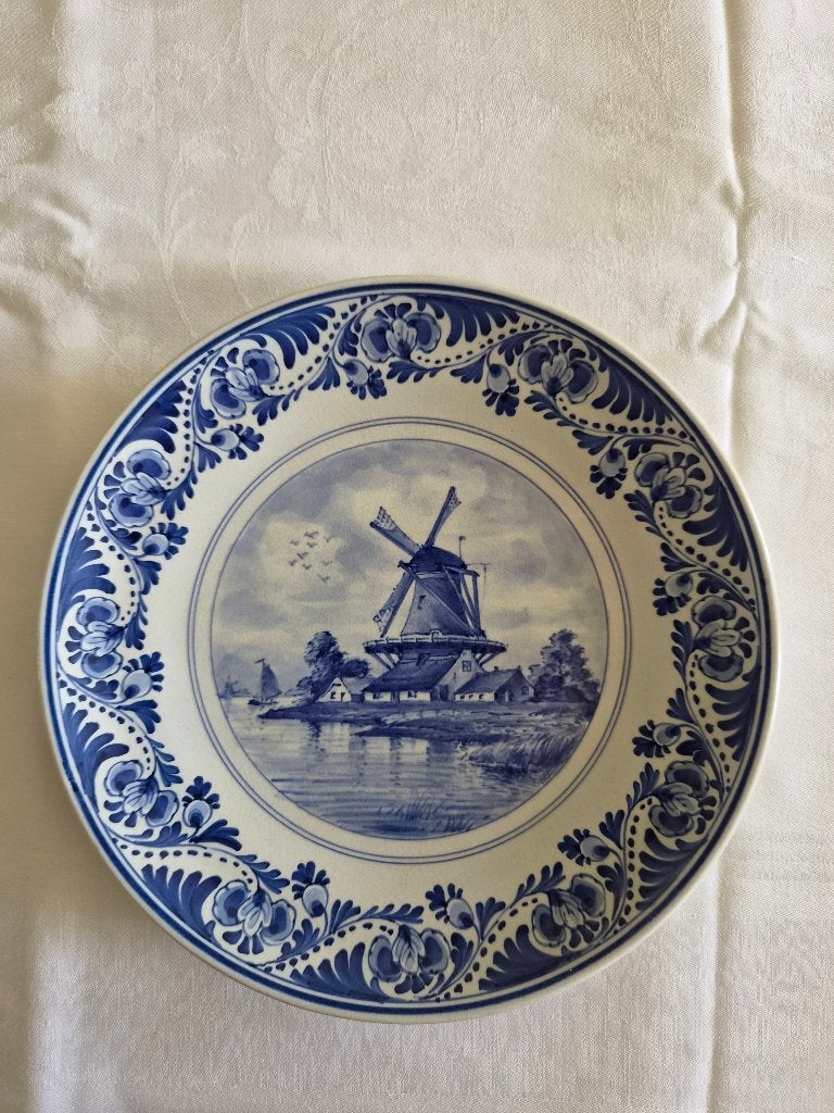 Rond Delfts Blauw wandbord Molen, Ophalen