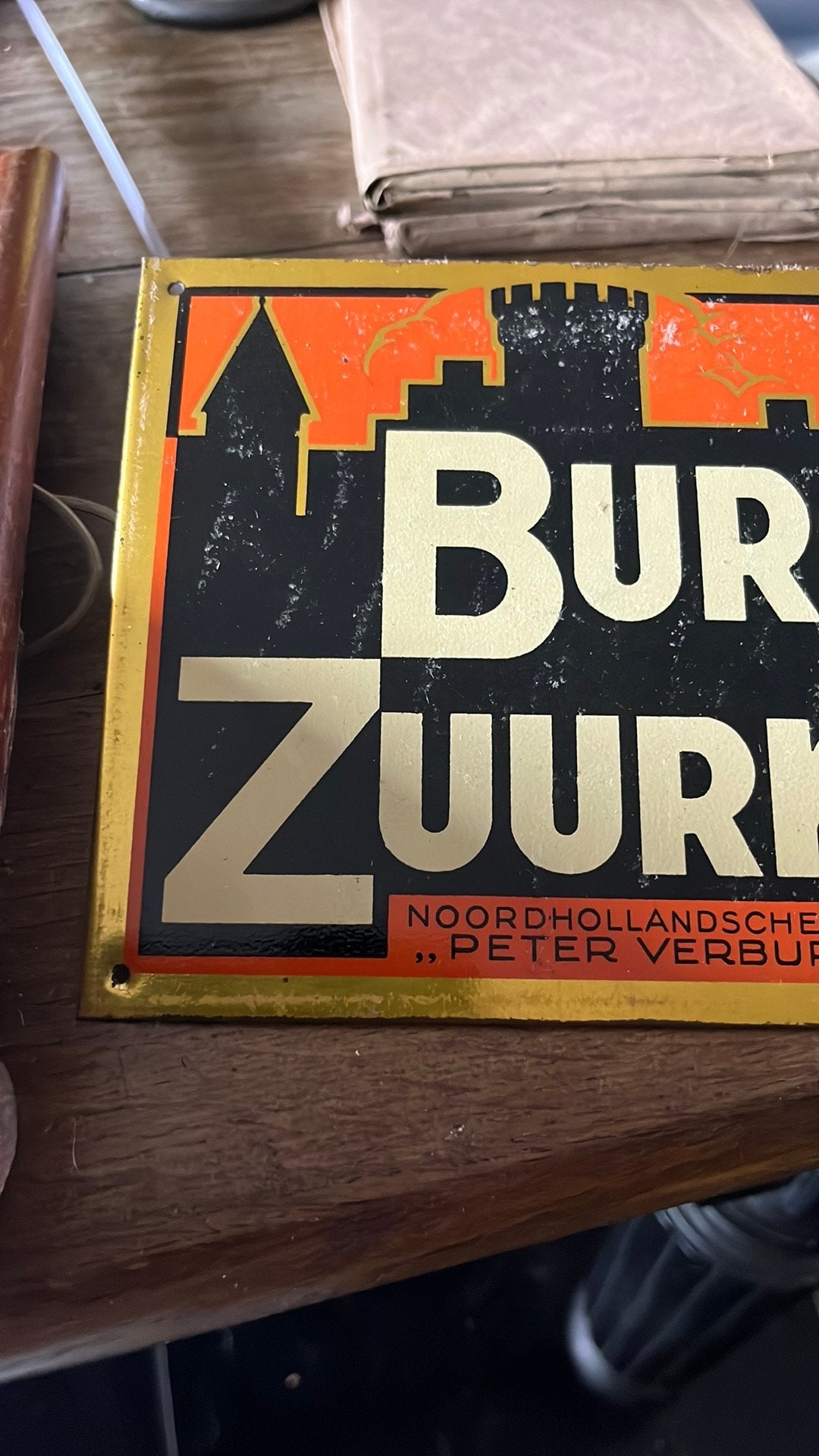 Burcht zuurkool blik bordje uit de jaren 30 vorige eeuw, Ophalen of Verzenden, Zo goed als nieuw, Reclamebord