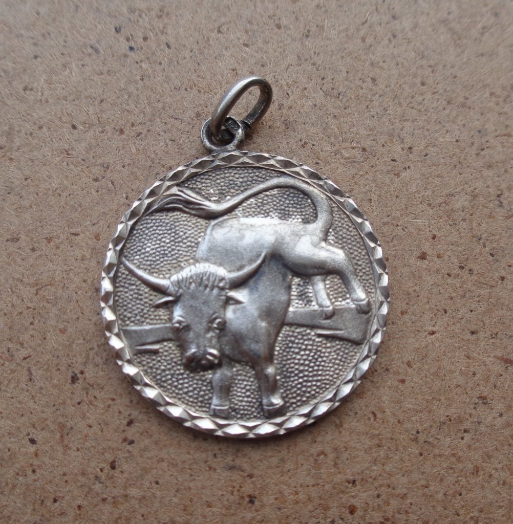 zilveren vintage hanger sterrenbeeld stier [521], Verzenden, Zo goed als nieuw, Kruis of Symbool, Zilver