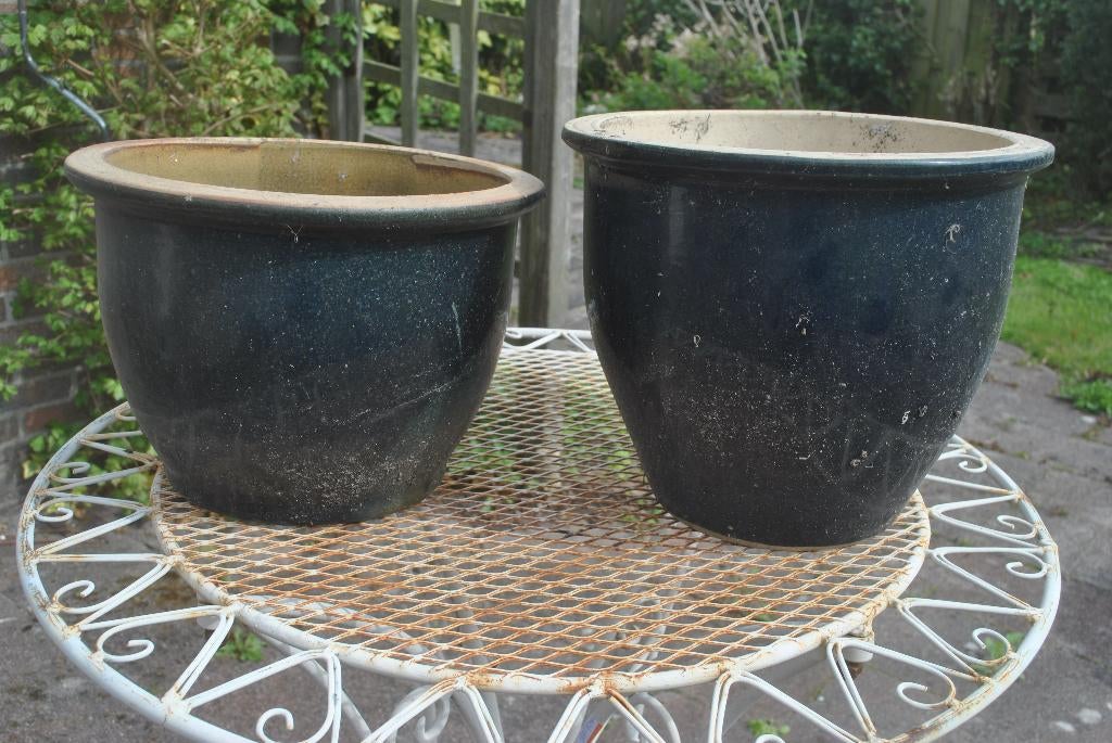Bloempotten, 2 stuks, Gebruikt, Rond, Ophalen of Verzenden, Tuin