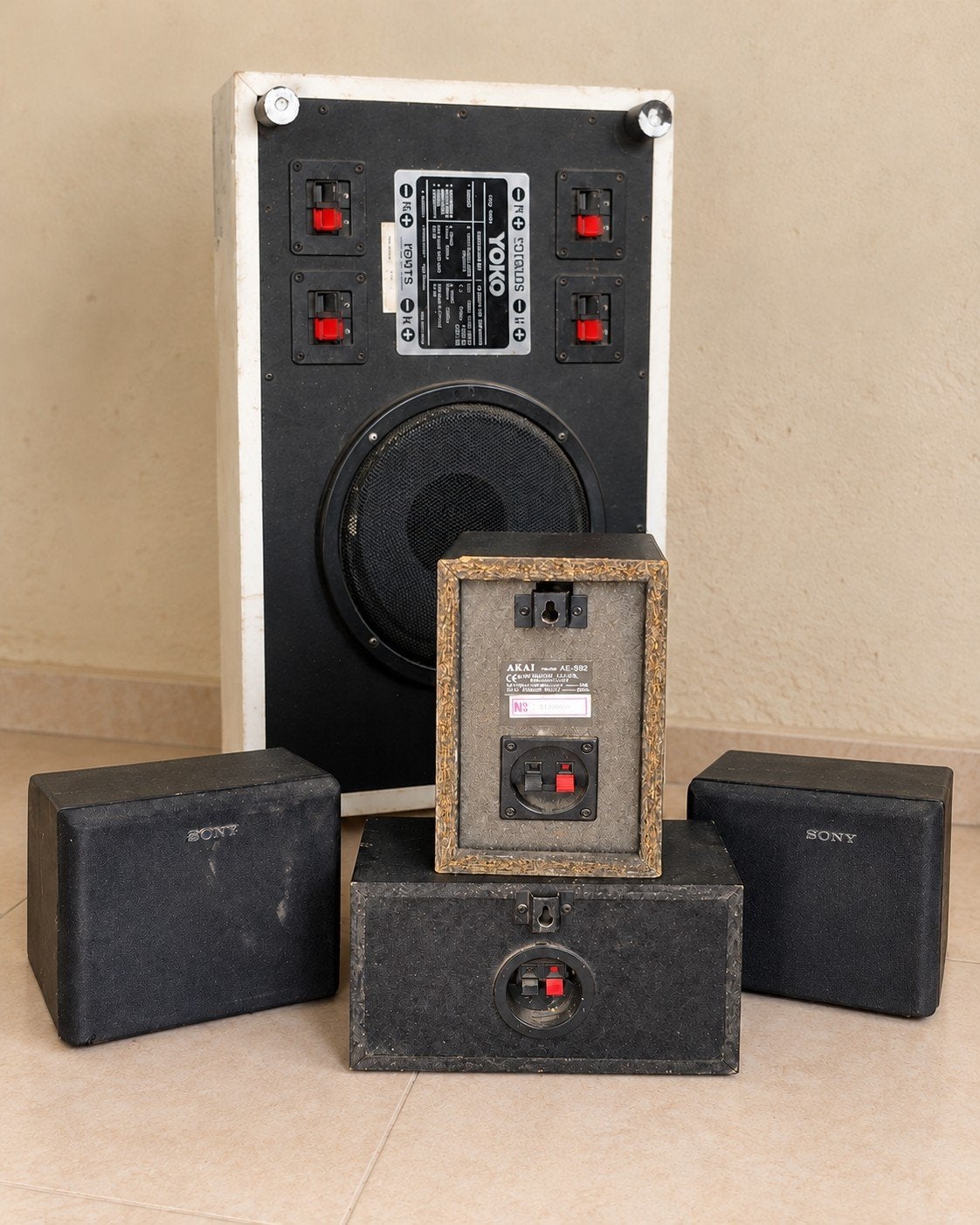 Vintage 5.1 Sound Sytem luidsprekers: Yoko, Akai & Sony, Audio, Tv en Foto, Ophalen of Verzenden, Gebruikt, Speakerset, Sony