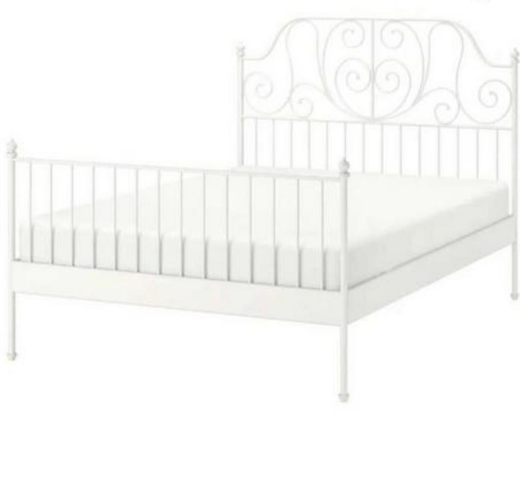 IKEA Leirvik bed 160 breed, wit, Ophalen, Gebruikt, Wit, Romantisch
