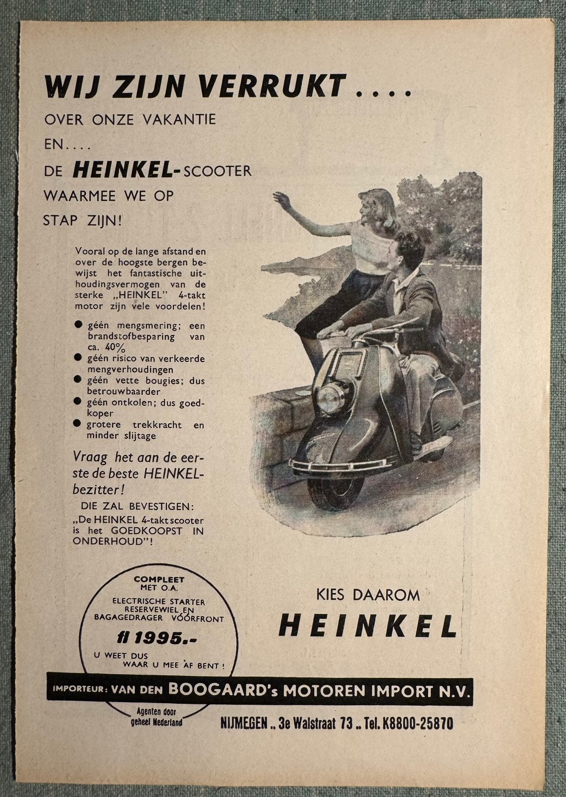 Advertentie Heinkel scooter, Verzenden, Zo goed als nieuw, Motoren
