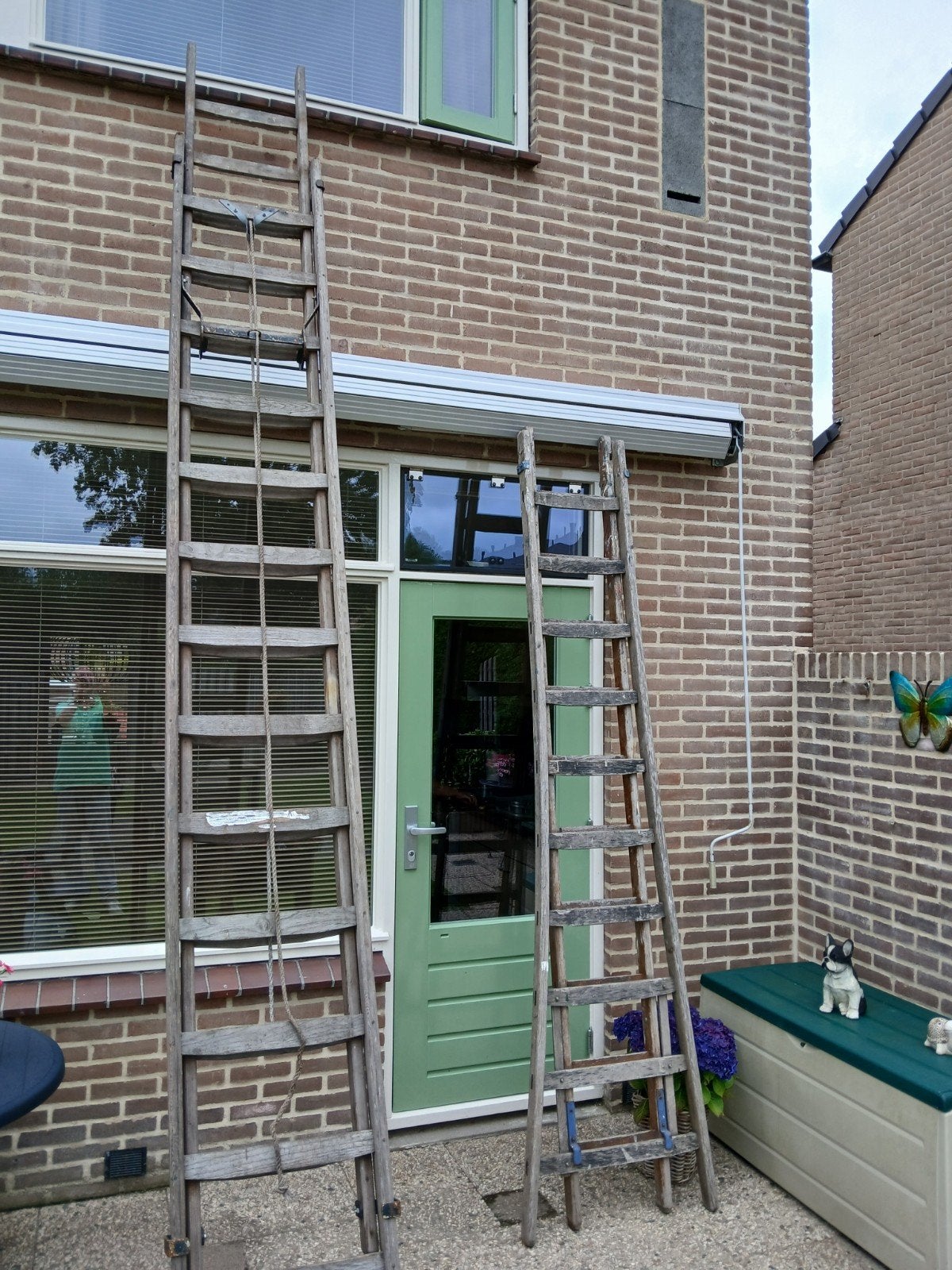 Te koop houtentrekladder, Ophalen of Verzenden, Zo goed als nieuw, Ladder, 2 tot 4 meter