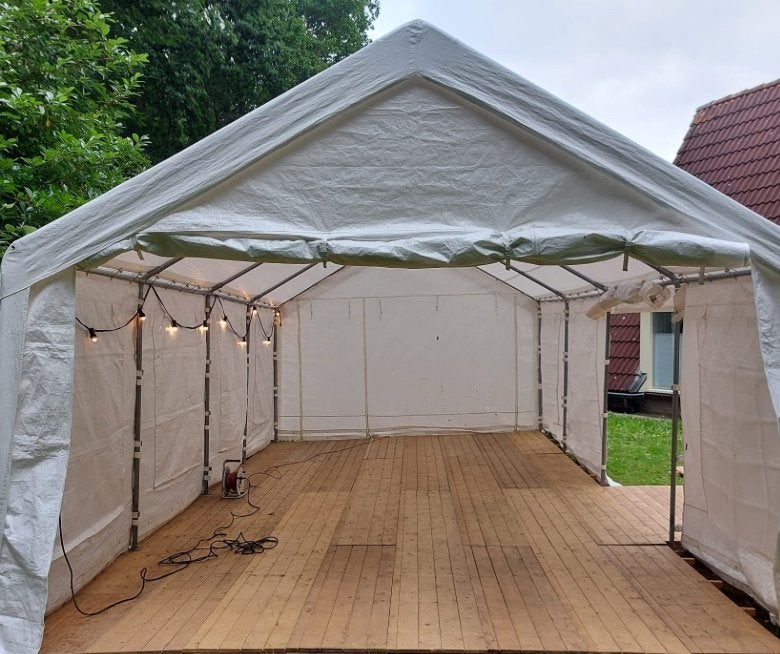 Te koop Vlondervloer tentvloer 90M2, Ophalen, Gebruikt