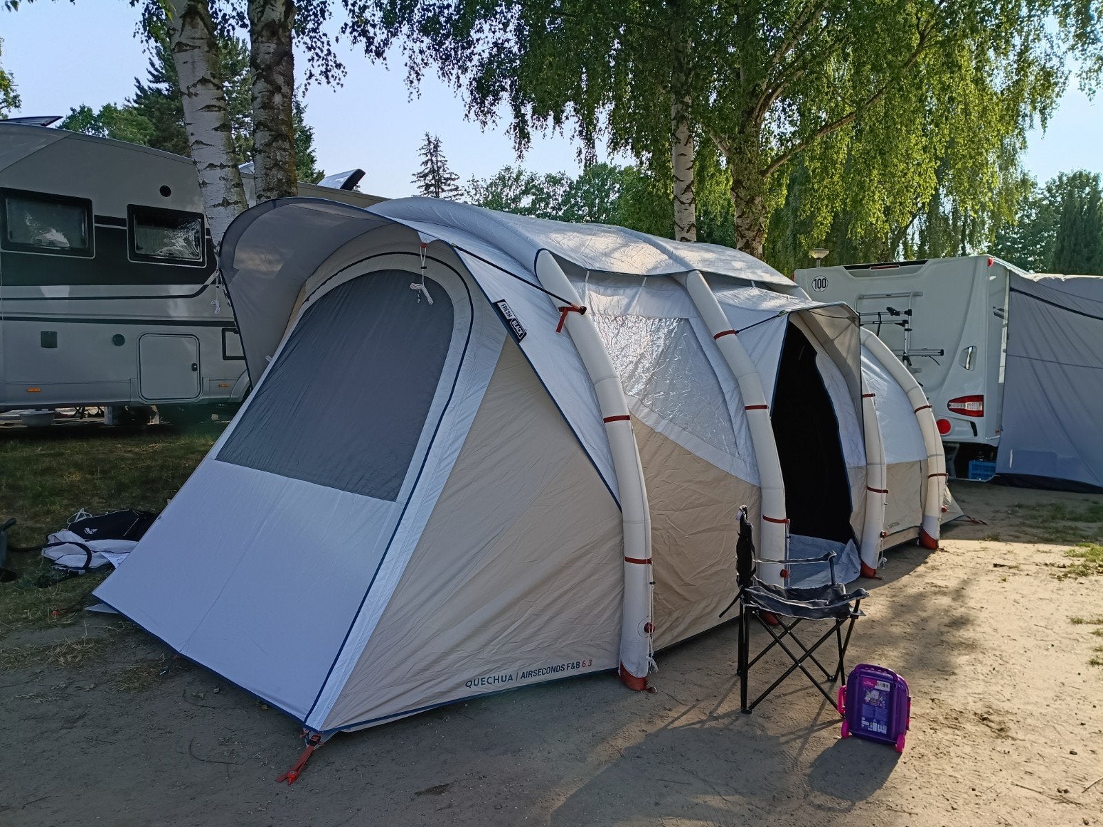 Quechua Air Seconds 6.3 Fresh & Black – 2x gebruikt, Caravans en Kamperen, Tenten, Ophalen, Zo goed als nieuw, Tot en met 6