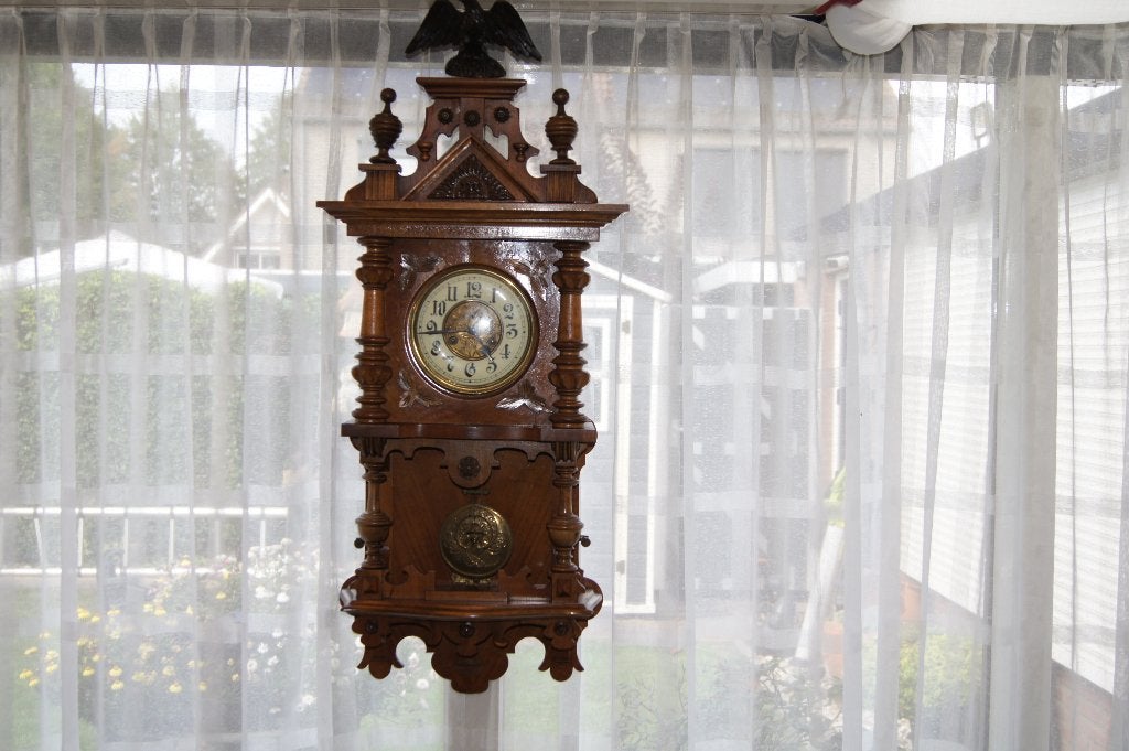 Antieke balkon vrijslinger klok, Antiek en Kunst, Antiek | Klokken, Ophalen of Verzenden