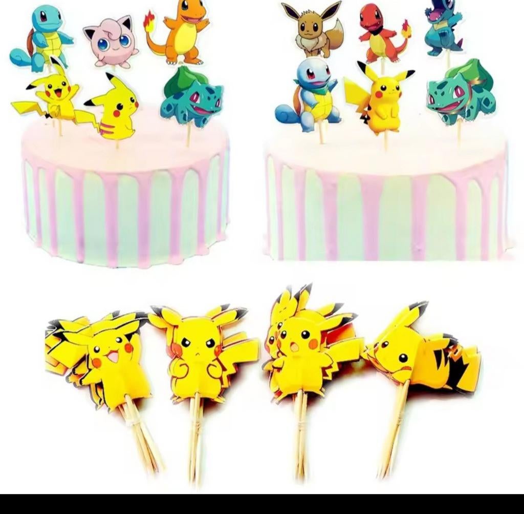 24 Nieuwe Pokémon Cupcake Toppers - Feestversiering, Ophalen of Verzenden, Nieuw, Versiering, Verjaardag