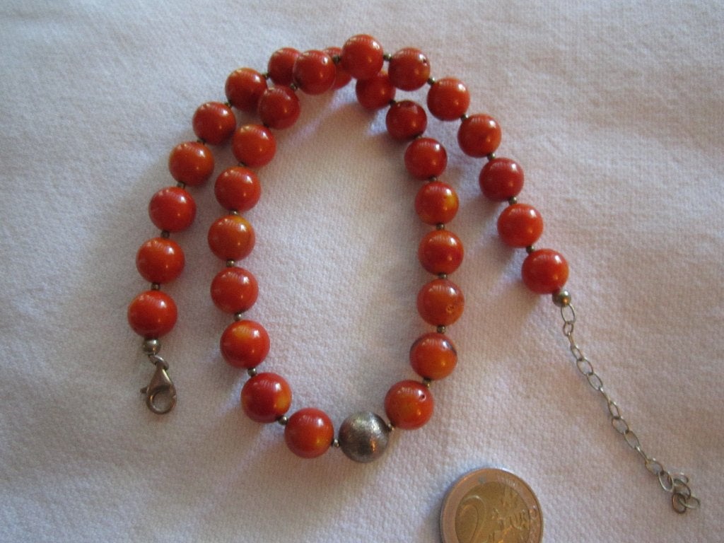 52.  Schitterende oude ketting, appelkoraal, Ophalen, Overige materialen, Ketting