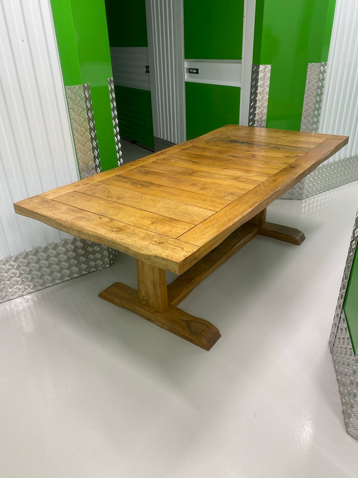 Robuuste eikenhouten eettafel - 218x105 cm, 100 tot 150 cm, Eikenhout, 200 cm of meer, Ophalen of Verzenden