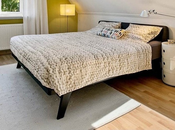 Twee persoons bed Auping Original 180x200 1M + hoofdbord, Verstelbaar, Zwart, Tweepersoons, Ophalen of Verzenden