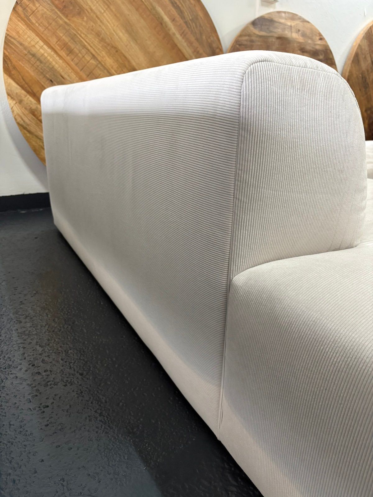 Beige Montel Ribstof Hoekbank | Gereinigd |, Ophalen of Verzenden, Zo goed als nieuw, 150 cm of meer, Vierpersoons of meer