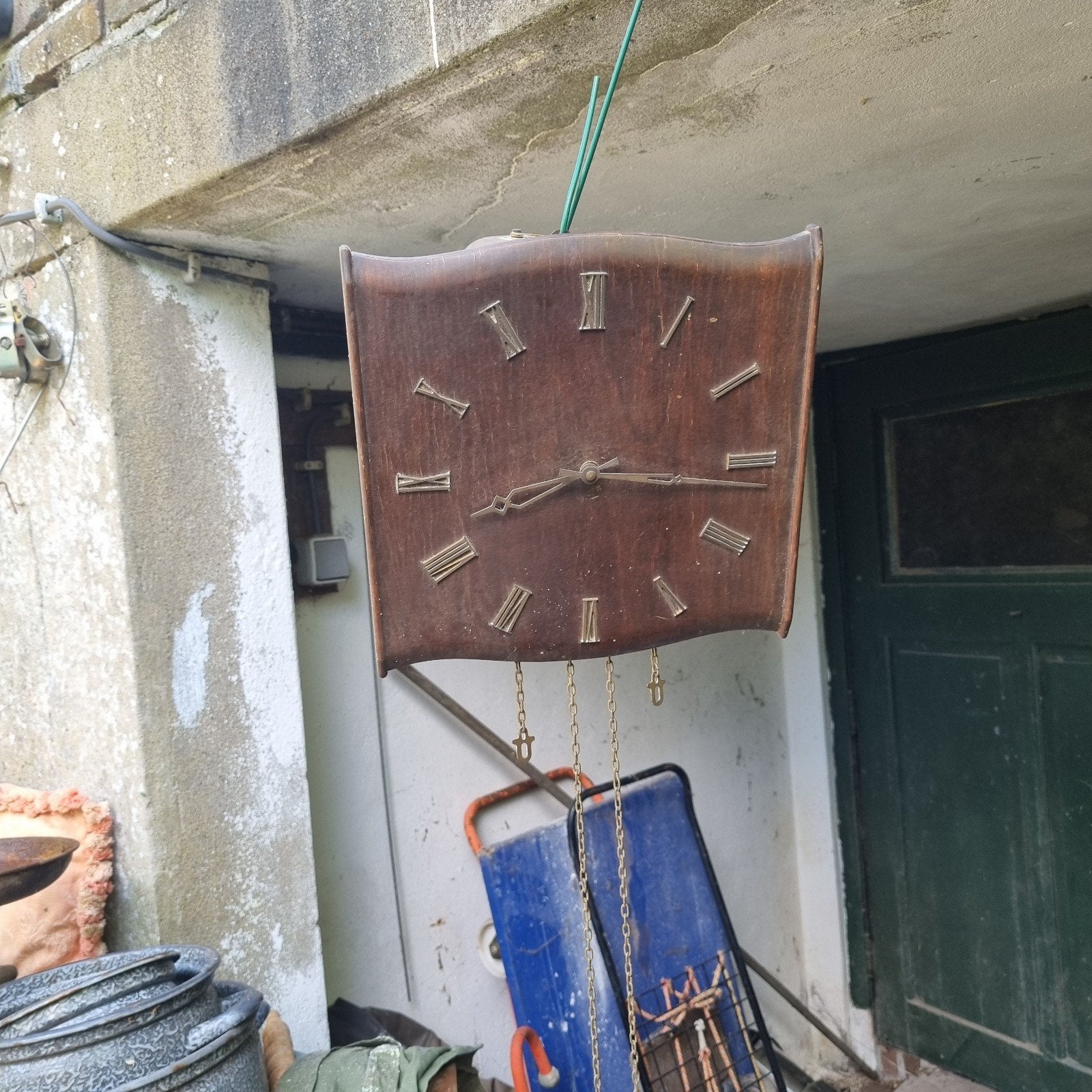 Vintage houten wandklok, Ophalen