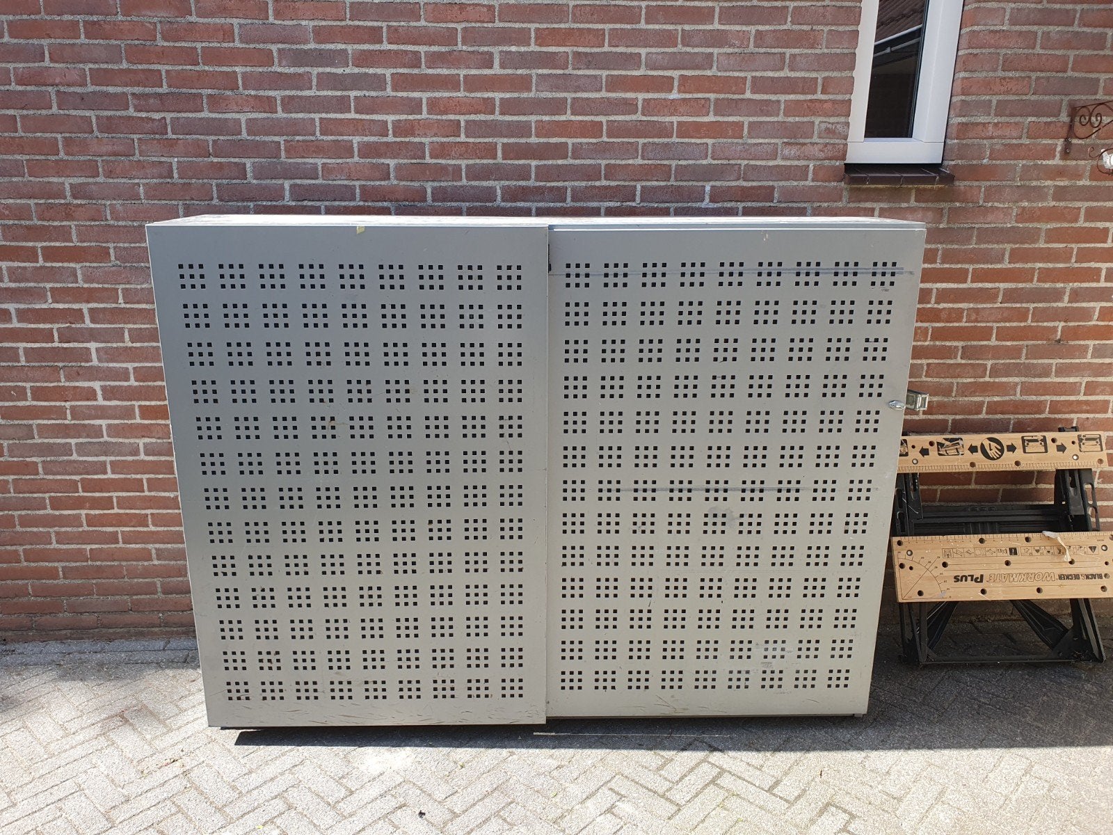 Grote gereedschapsk opbergkast met schuifdeuren 200x153x52cm, Ophalen of Verzenden, Gebruikt