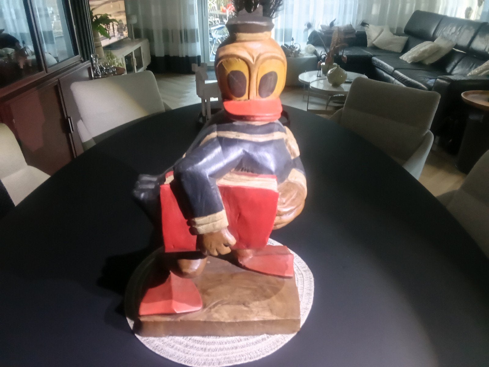 Massief houten beeld Donald Duck - 52 cm - Schoolthema, Ophalen of Verzenden, Gebruikt
