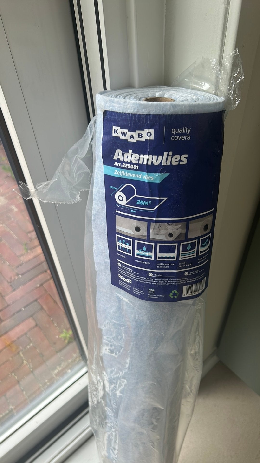 Kwabo Ademvlies zelfklevend voor gietvloeren - 20m², Ophalen, Gebruikt, 15 m² of meer, Folie