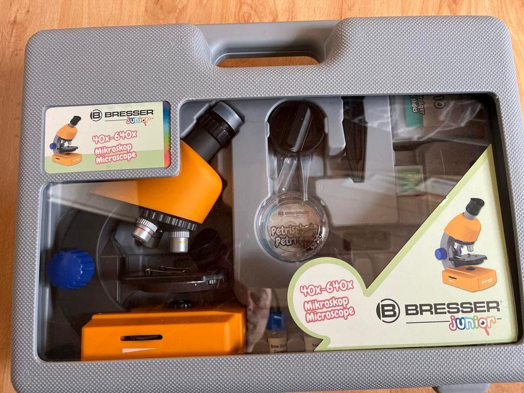 Bresser Junior Mikroskop 40x-640x met accessoires, Ophalen of Verzenden, Zo goed als nieuw, 400x tot 1000x, Biologische microscoop