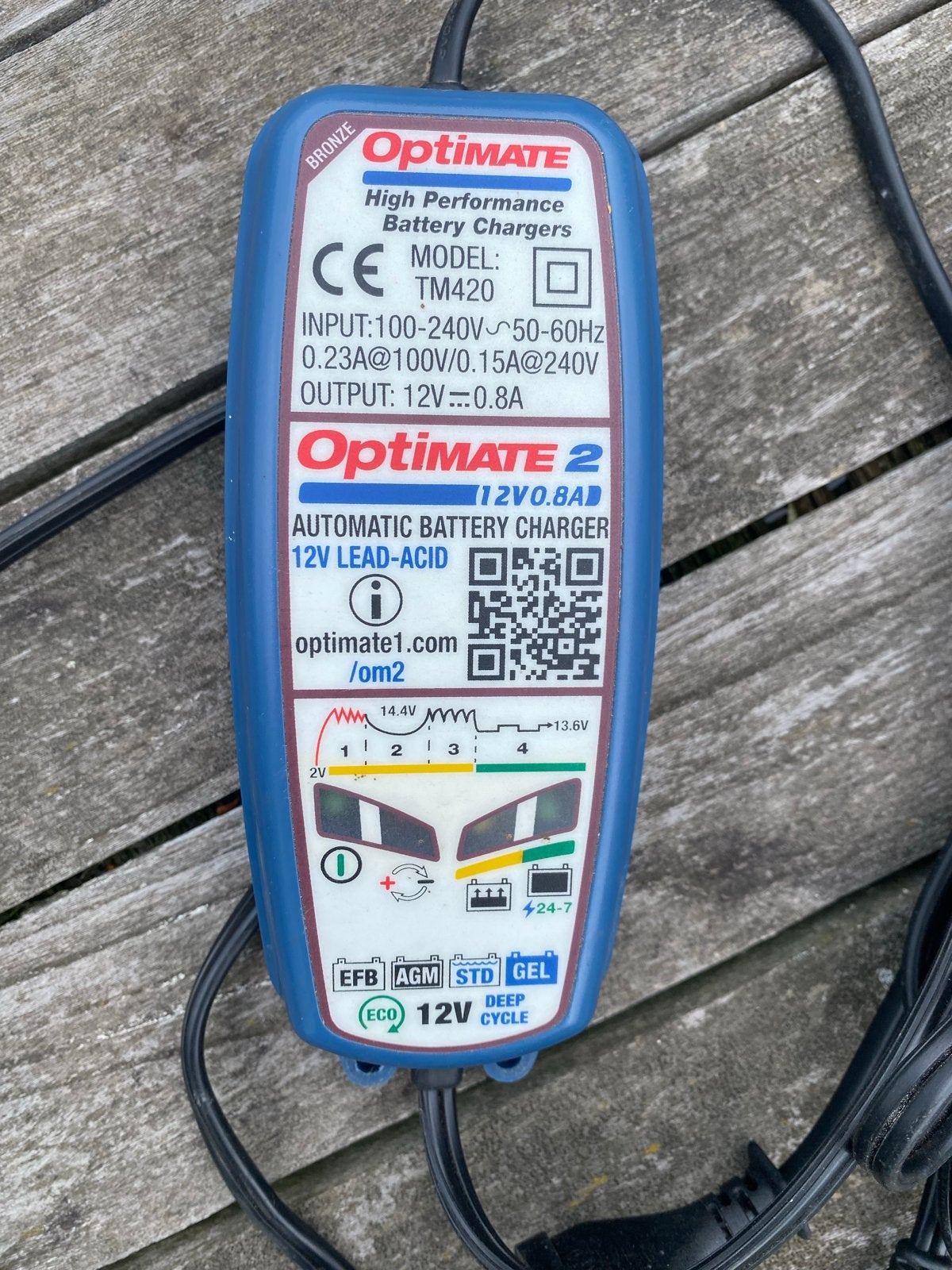 Optimate 2 Acculader 12V 0.8A - Automatische Batterijlader, Gebruikt