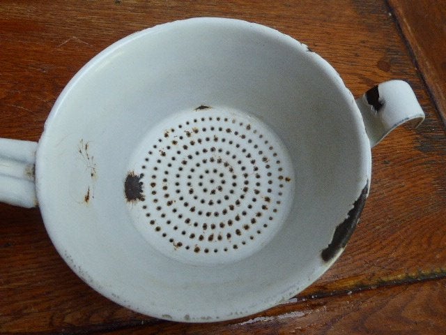 Antiek emaille zeefje, Antiek en Kunst, Ophalen of Verzenden