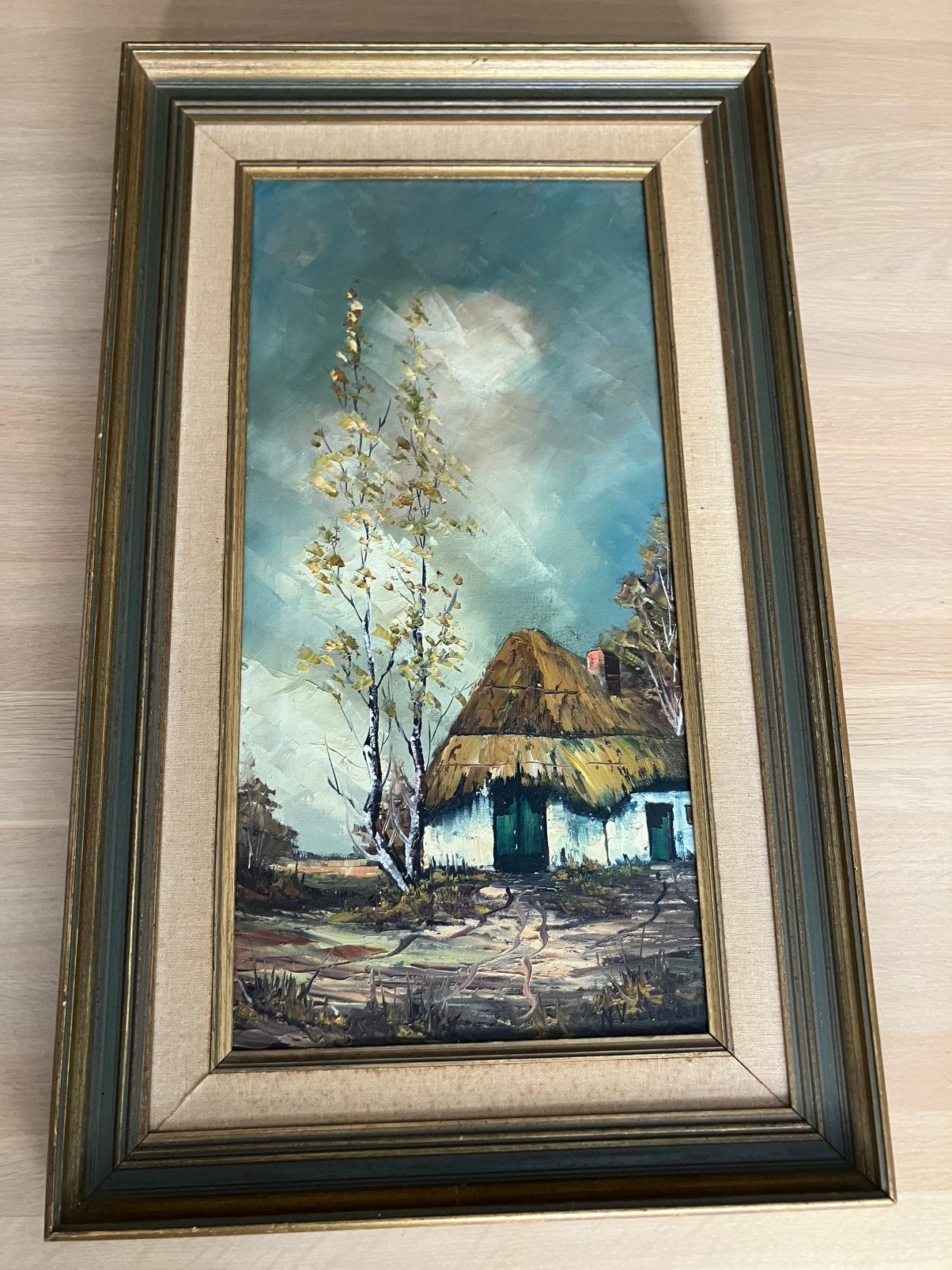Expressionistisch landschap met huis olieverf op doek, Ophalen of Verzenden
