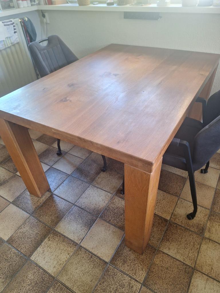 Zware eiken tafel., Ophalen, Gebruikt, 100 tot 150 cm, 50 tot 100 cm