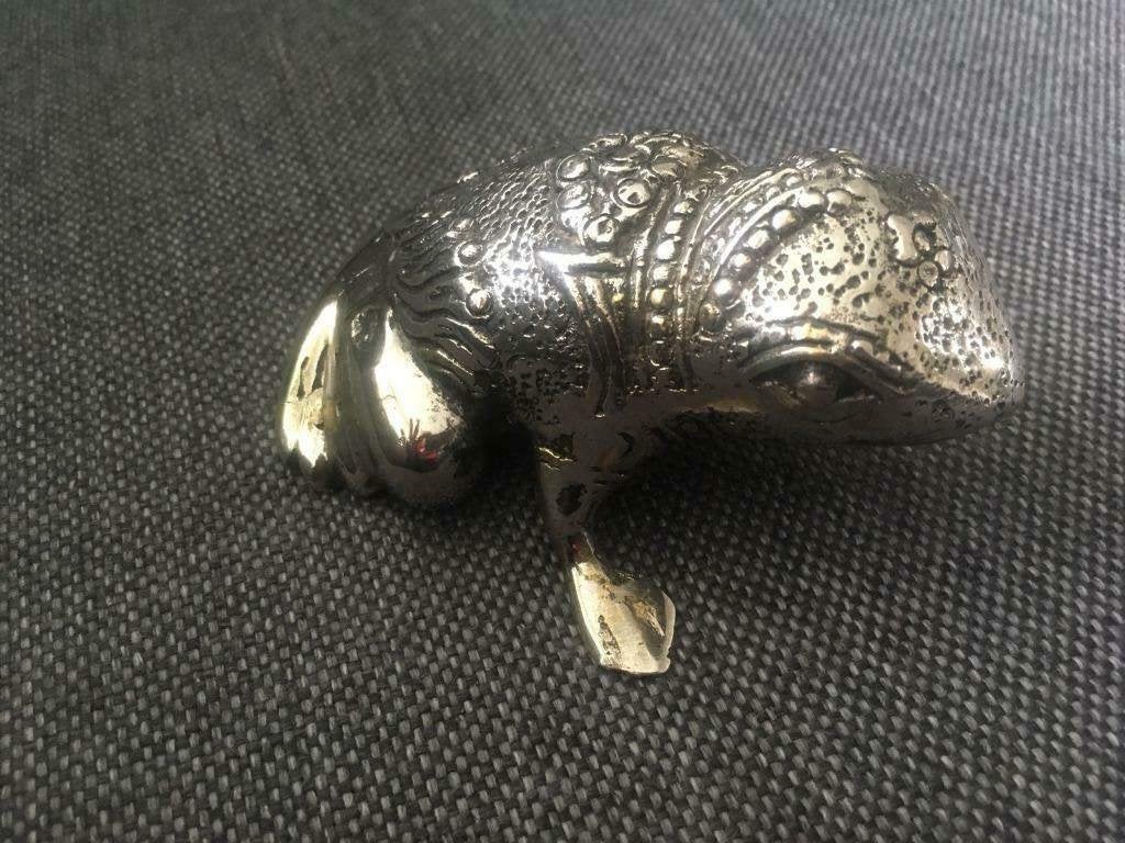 Decoratieve stalen Fairtrade kikker uit de wereldwinkel., Ophalen, Zo goed als nieuw, Metaal