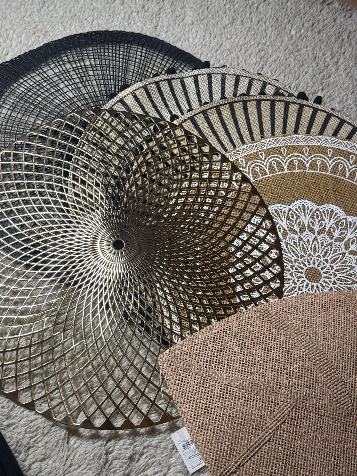 Diverse onderzetters, ca. 37cm diameter, Huis en Inrichting, Gebruikt, Ophalen of Verzenden, Pannenonderzetter, Metaal