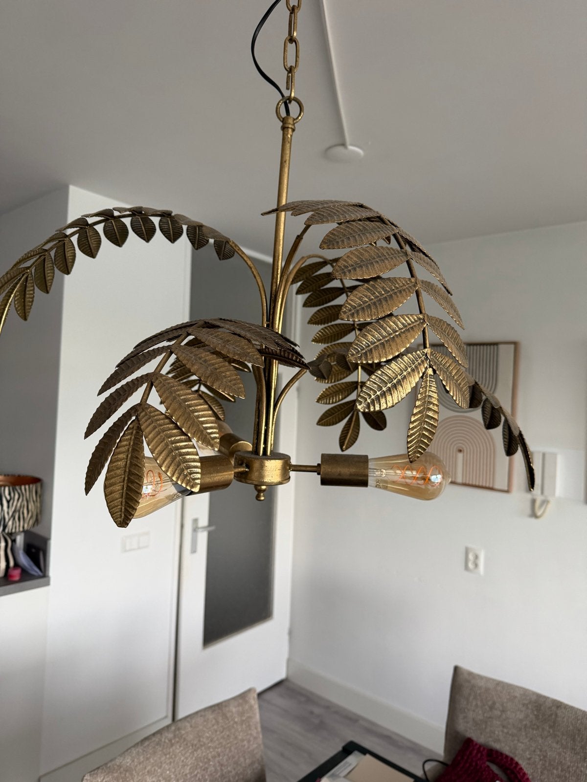 By-Boo Unbeleafable hanglamp - Goud - Palmbladeren, Ophalen, Zo goed als nieuw, Metaal, E27 (groot)