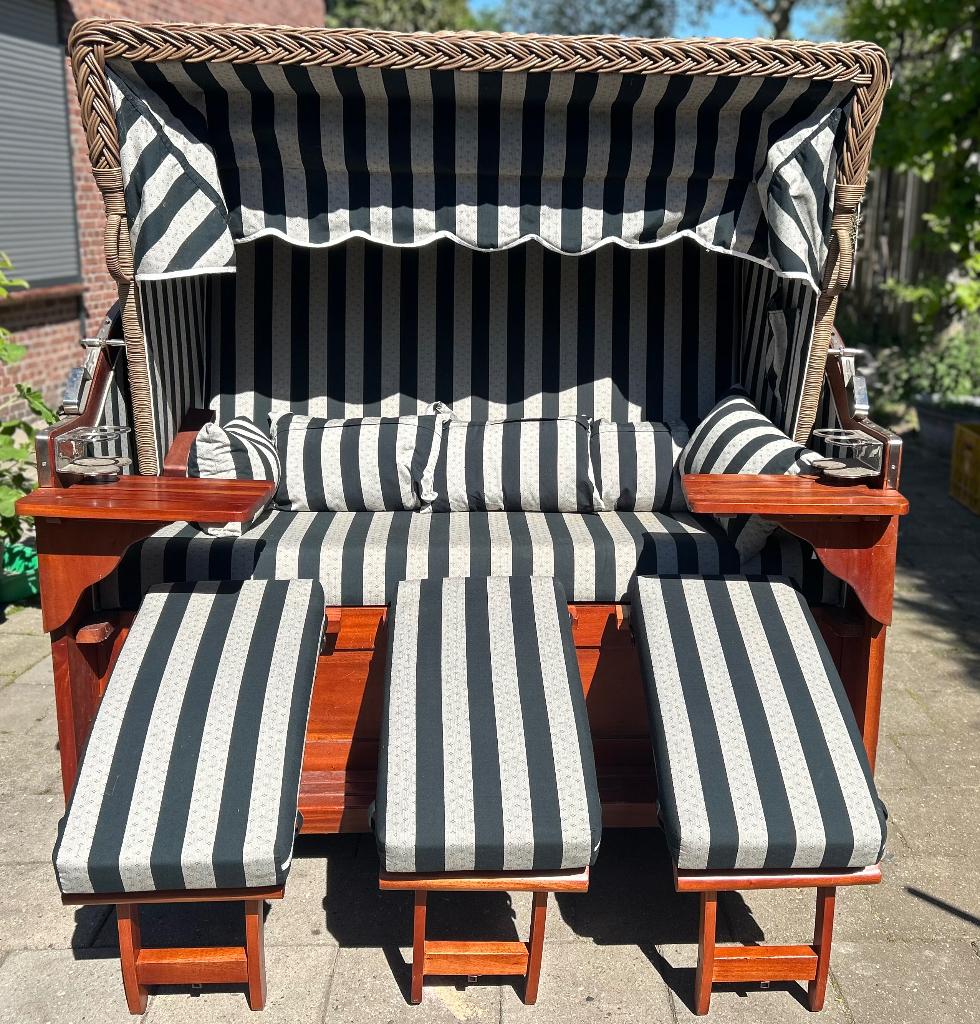Tuin cocon voor 3 personen  strandkorf bank, Tuin en Terras, Tuinbanken, Ophalen, Zo goed als nieuw, Hout