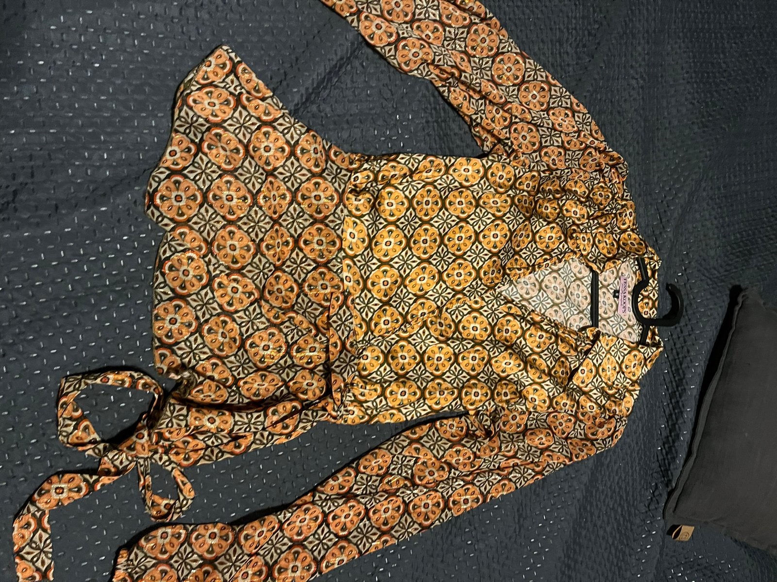 Tessa Koops maat S Trendy overslagblouse met print - Maat M, Oranje, Ophalen of Verzenden, Zo goed als nieuw, Lange mouw