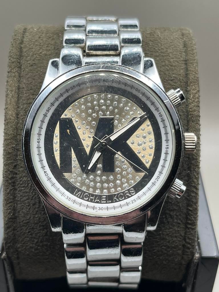 MICHAEL KORS DAMES HORLOGE, Sieraden, Tassen en Uiterlijk, Armbanden, Ophalen, Zo goed als nieuw, Zilver, Staal