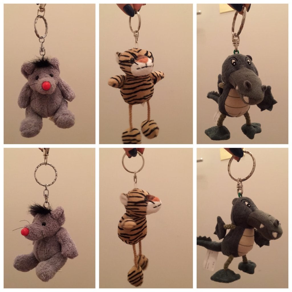 3 pluche sleutelhangers knuffels muis tijger krokodil 13 cm, Ophalen of Verzenden, Nieuw, Knuffel of Figuurtje