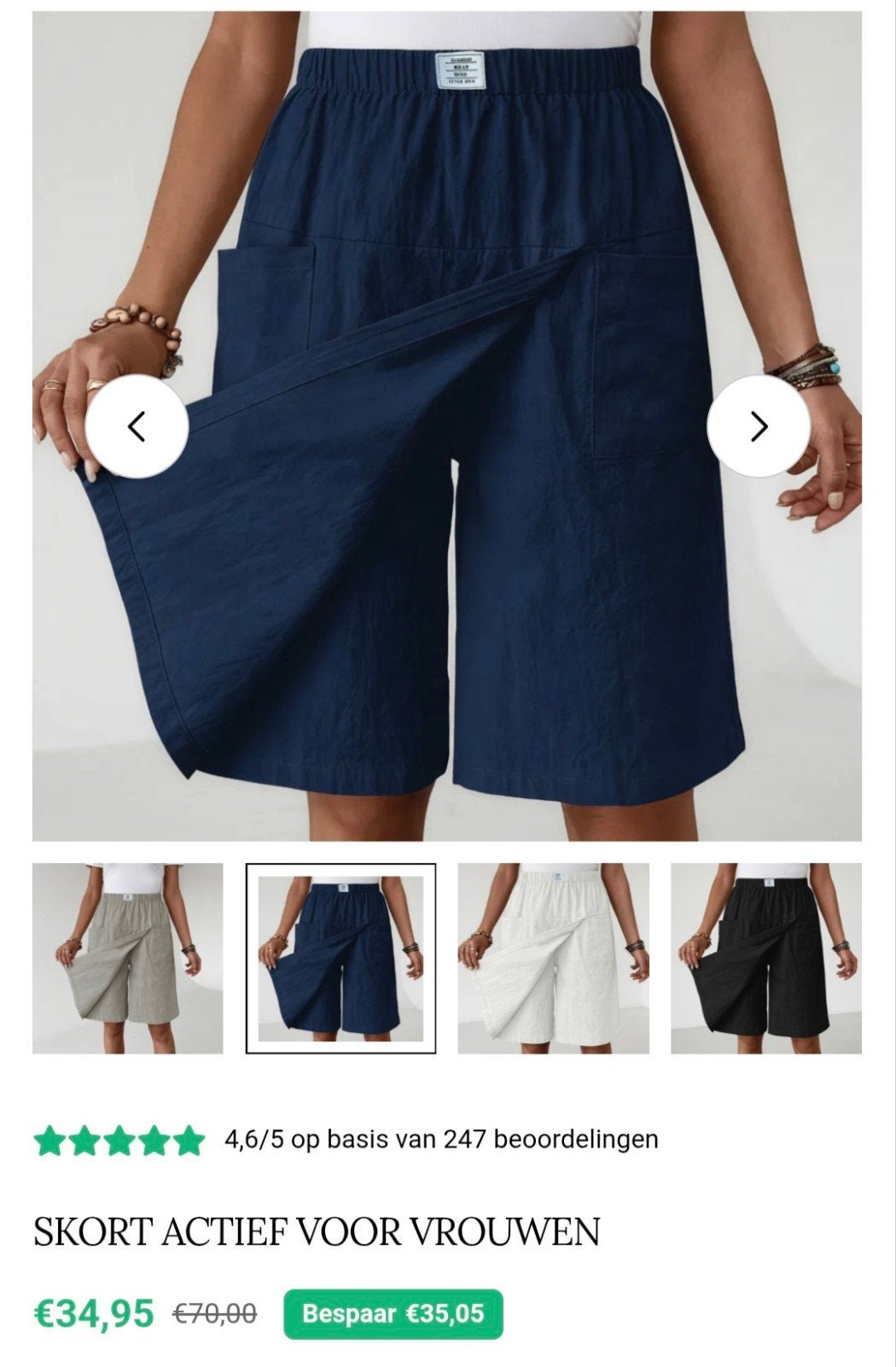 Nieuw in verpakking: Donkerblauwe Skort voor Vrouwen - Comfo, Kort, Blauw, Maat 42/44 (L), Nieuw