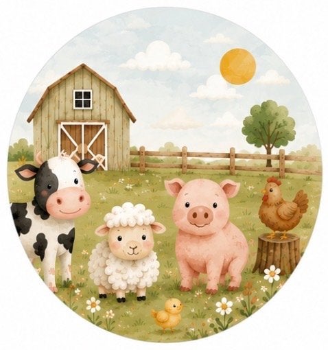 70 cm Deursticker Boerderijdieren - Koe, Schaap, Varken, Kip, Ophalen of Verzenden, Nieuw, Dier en Natuur