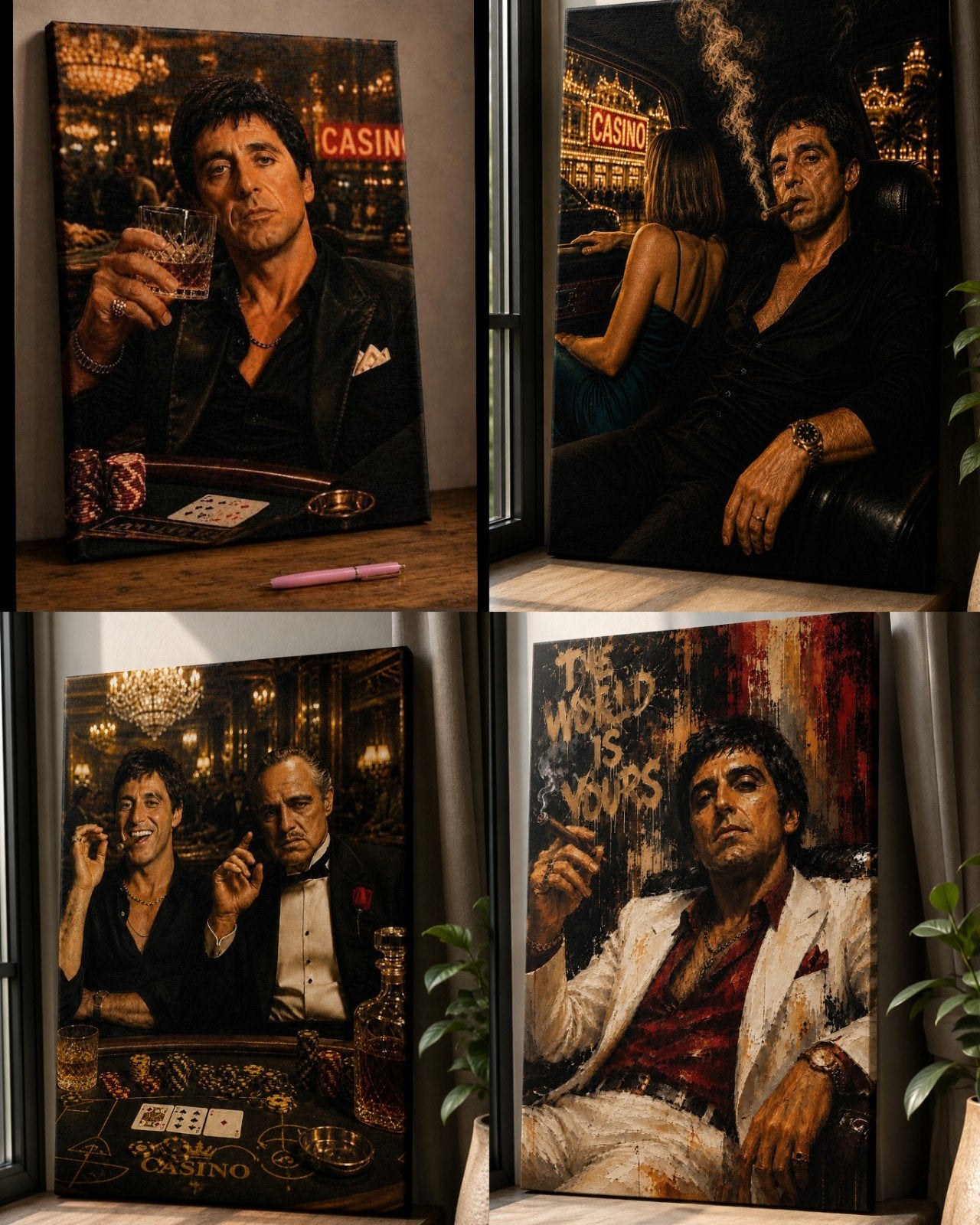4x - Tony Montana Kunst, Huis en Inrichting, Woonaccessoires | Schilderijen, Tekeningen en Foto's, 50 tot 75 cm, Nieuw, 125 cm of meer