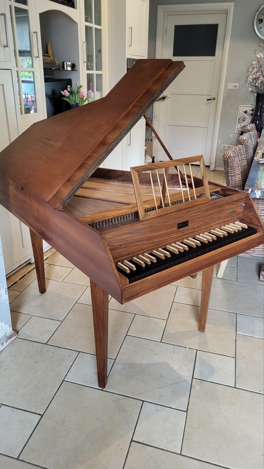Oude Vintage Klavecimbel leuk voor in cafe 1960 1970, Ophalen, Gebruikt, Bruin, Overige typen