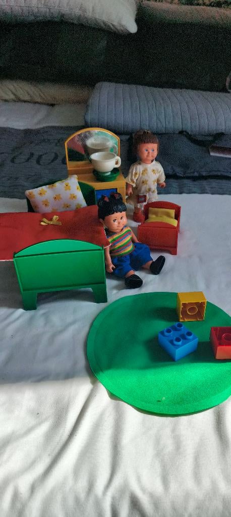 duplo dolls slaapkamer van de grote poppen met 2 poppen 2961, Ophalen of Verzenden, Zo goed als nieuw, Duplo, Complete set