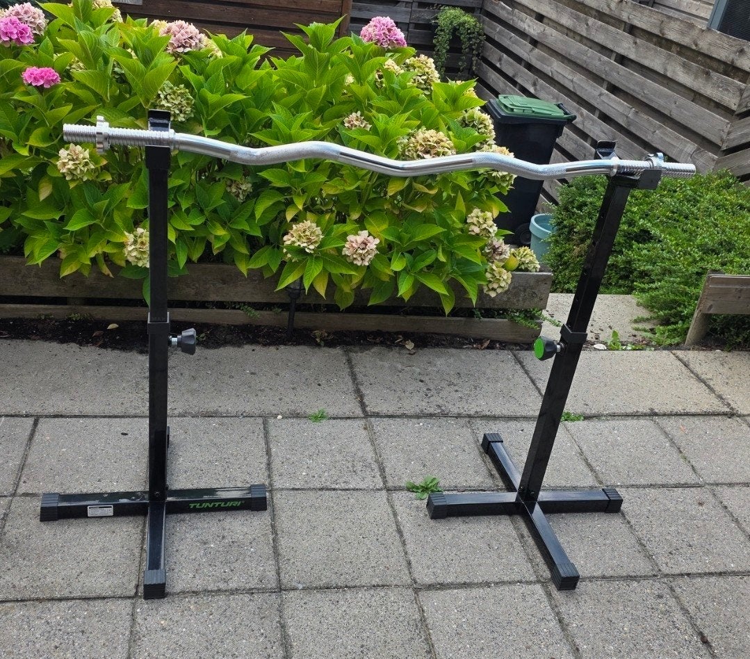 Tunturi WT10 Haltersteunen met Curlstang, Sport en Fitness, Ophalen of Verzenden, Gebruikt, Rug, Overige typen