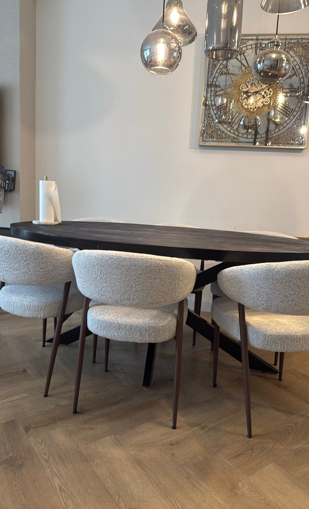 Ovale eettafel zwart, Ophalen, 50 tot 100 cm, Zo goed als nieuw, 150 tot 200 cm