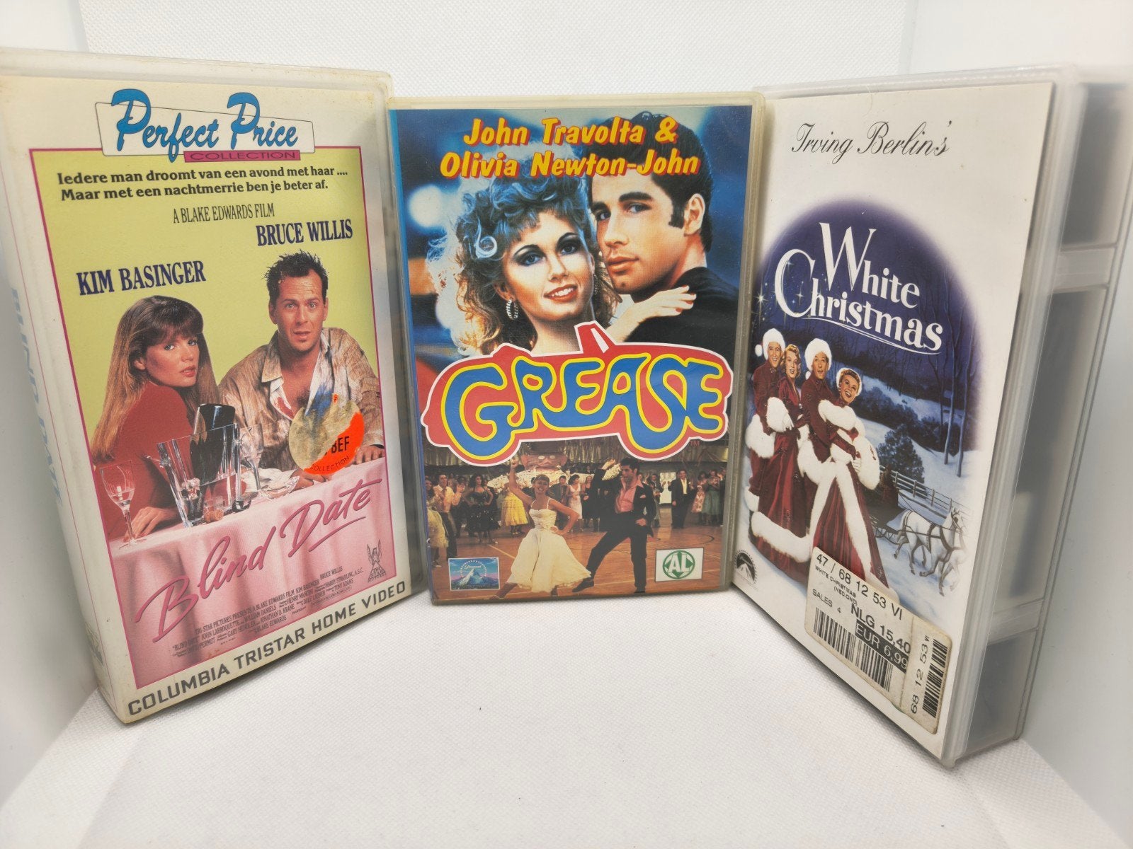 Grease, blind date en White Christmas VHS lot, Ophalen of Verzenden, Zo goed als nieuw