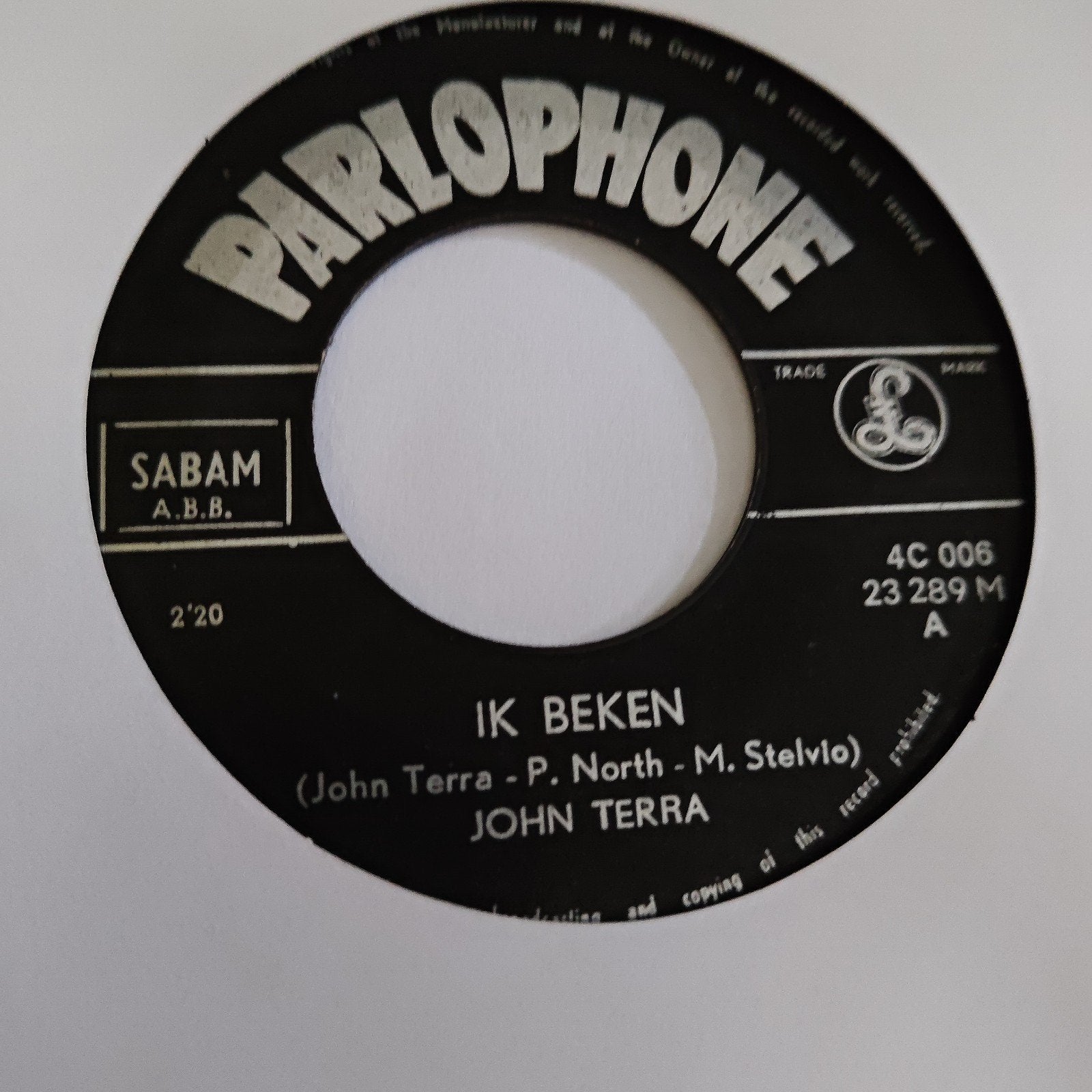 John Terra - Ik Beken (Vinyl Single), Gebruikt, 7 inch, Ophalen of Verzenden, EP