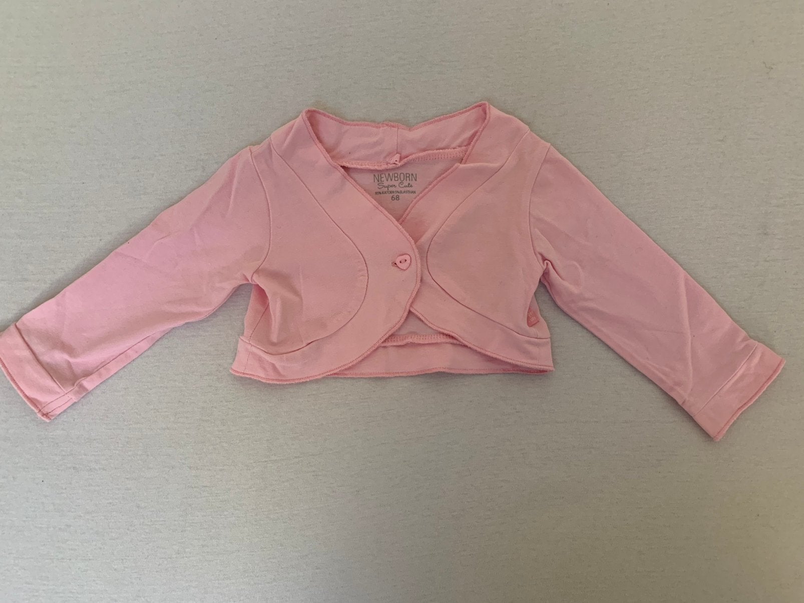 Licht roze bolero maat 68, Kinderen en Baby's, Babykleding | Maat 68, Ophalen of Verzenden, Zo goed als nieuw, Meisje, Truitje of Vestje