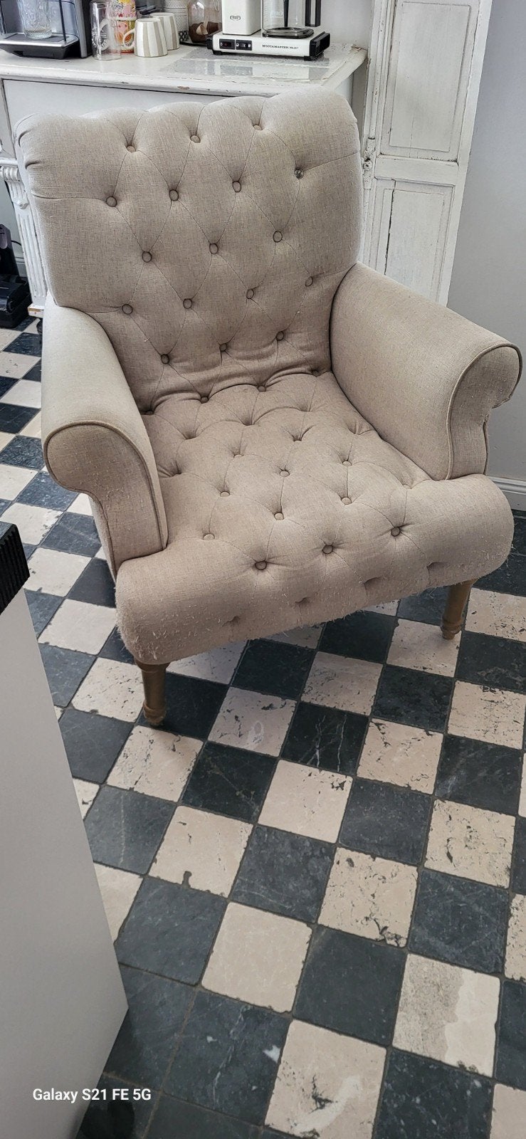 Riviera Maison fauteuil/stoel, Ophalen, Gebruikt, 75 tot 100 cm, Stof