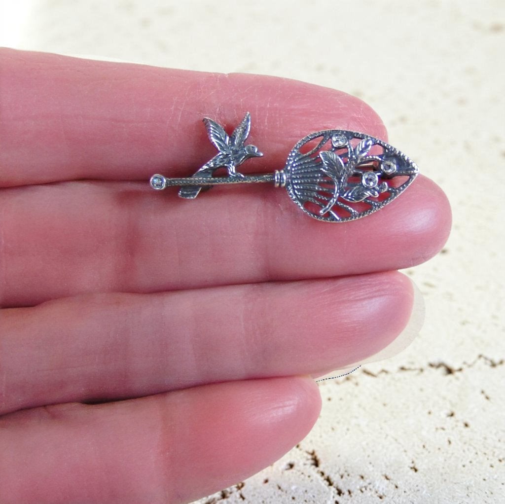 Mooie 925 zilver nieuwe ART NOUVEAU vogel kristal broche!, Met kristal, Verzenden, Minder dan 4 cm, Nieuw