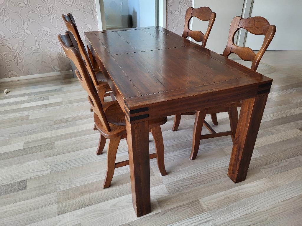 Eetkamertafel met vier stoelen, Ophalen, Gebruikt, 50 tot 100 cm, 150 tot 200 cm