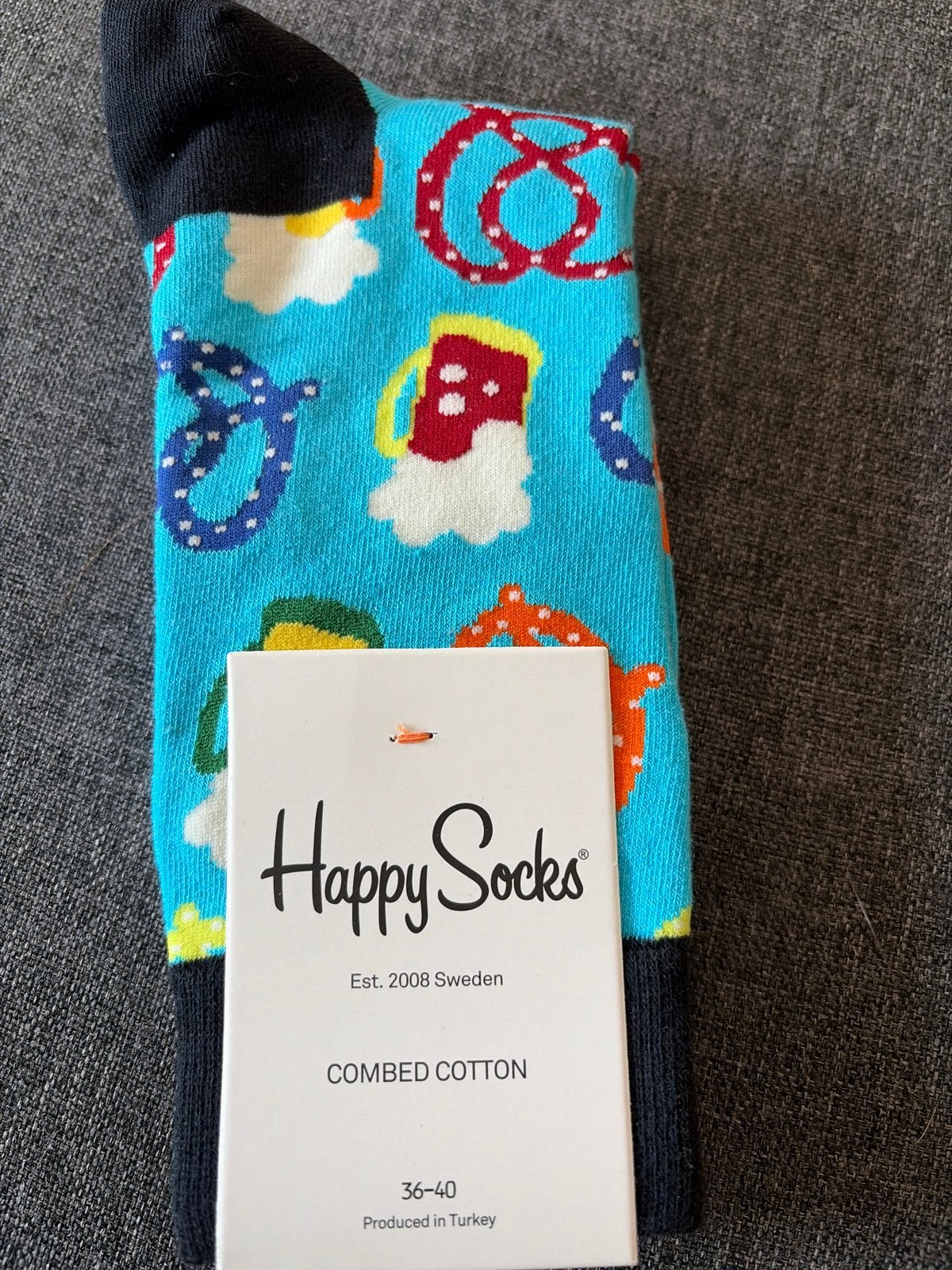 Happy Socks - Bier & Krakeling Sokken (Maat 36-40), Sokken en Kniesokken, Maat 35 t/m 38, Nieuw, Verzenden
