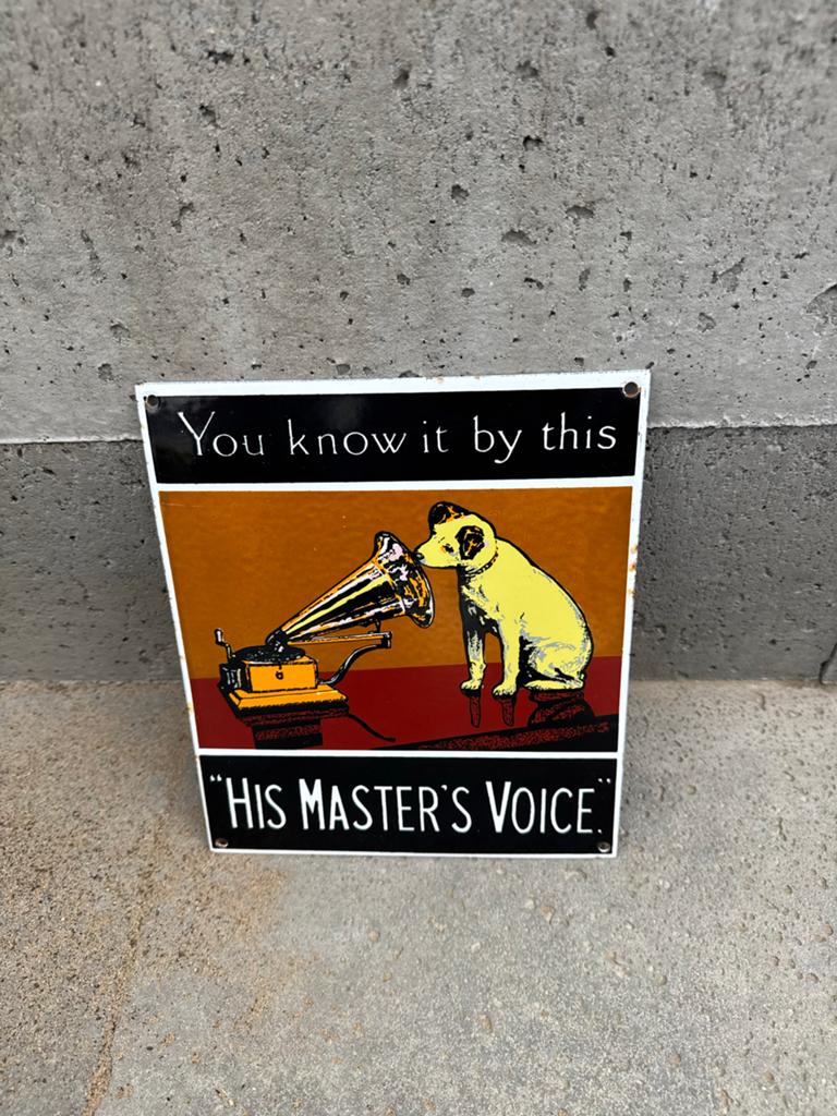 His Master's Voice Emaille Reclamebord, Ophalen of Verzenden