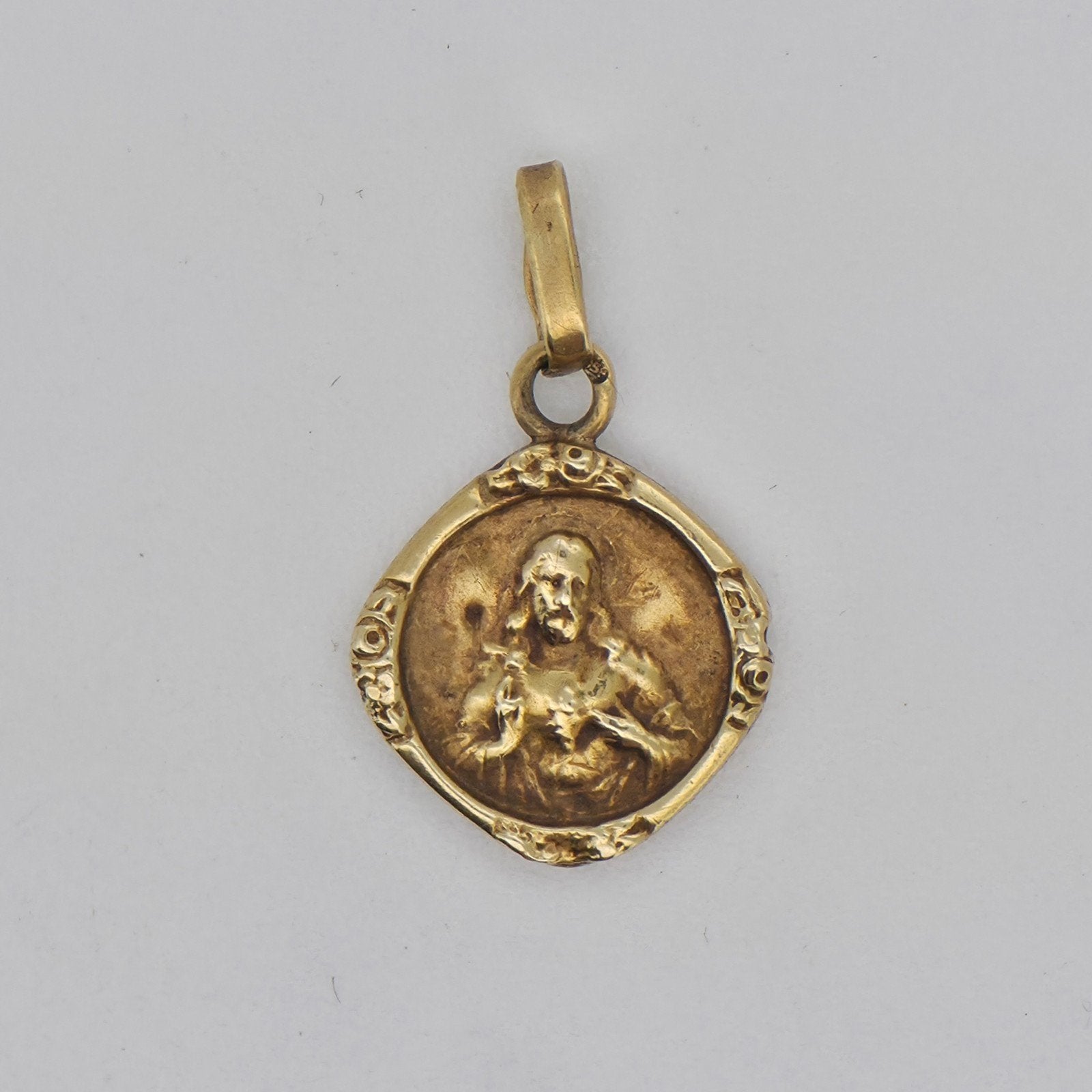Gouden Hanger 14k (585) met Jezus en Maria, Gebruikt, Overige voorstellingen, Ophalen of Verzenden, Goud