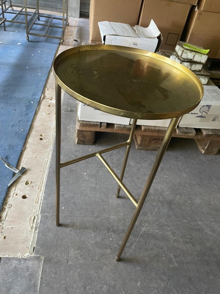 bijzettafel goudkleuring metaal, Minder dan 55 cm, Gebruikt, Metaal of Aluminium, Rond