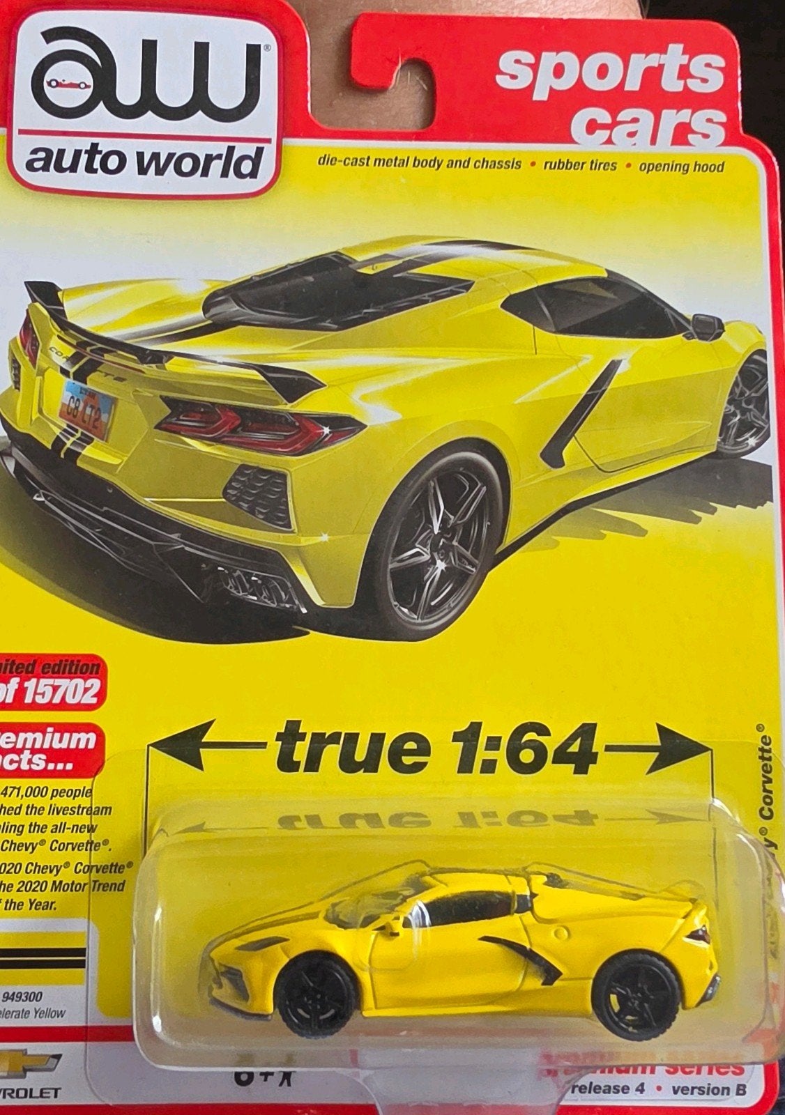 Auto World 2020 Chevy Corvette C8 Accelerate Yellow, Ophalen of Verzenden, Nieuw, Auto